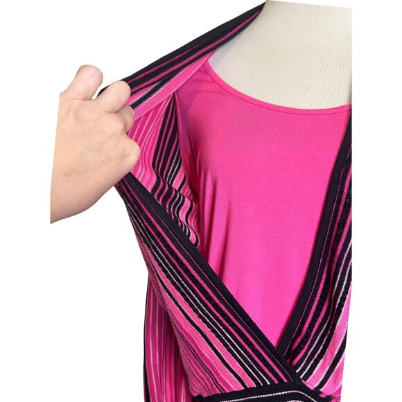 INC pink black stripes long sleeves sequin embellished knit top size M - Picture 5 of 9